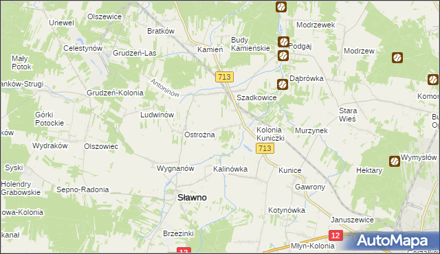 mapa Antoniówka gmina Sławno, Antoniówka gmina Sławno na mapie Targeo