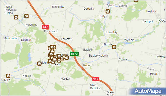 mapa Babice gmina Trojanów, Babice gmina Trojanów na mapie Targeo