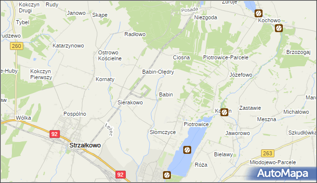 mapa Babin gmina Strzałkowo, Babin gmina Strzałkowo na mapie Targeo