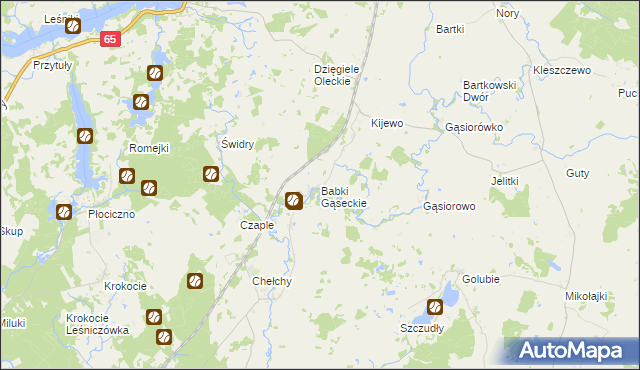 mapa Babki Gąseckie, Babki Gąseckie na mapie Targeo