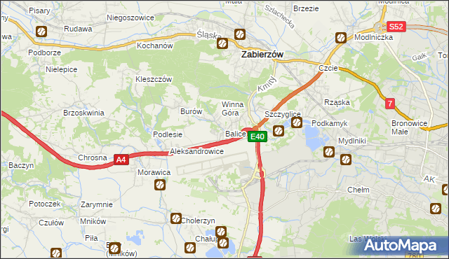 mapa Balice gmina Zabierzów, Balice gmina Zabierzów na mapie Targeo