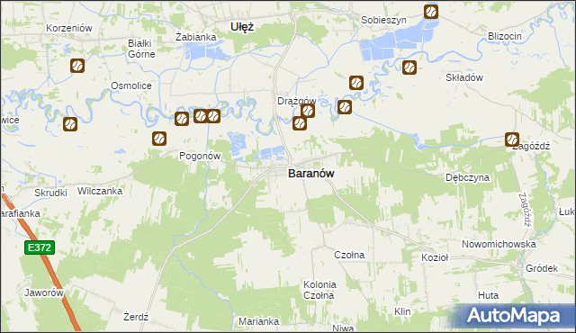 mapa Baranów powiat puławski, Baranów powiat puławski na mapie Targeo