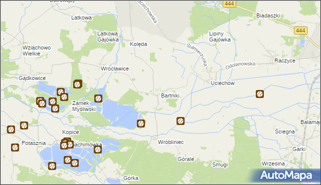 mapa Bartniki gmina Milicz, Bartniki gmina Milicz na mapie Targeo