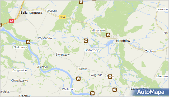 mapa Bartodzieje gmina Niechlów, Bartodzieje gmina Niechlów na mapie Targeo