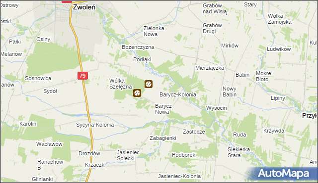 mapa Barycz-Kolonia, Barycz-Kolonia na mapie Targeo