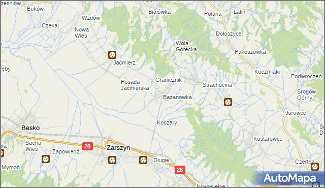 mapa Bażanówka, Bażanówka na mapie Targeo