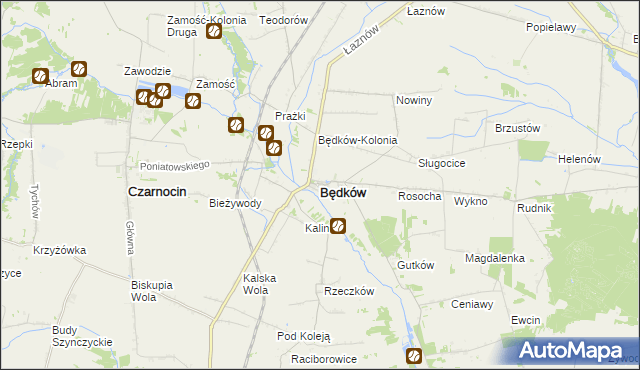 mapa Będków powiat tomaszowski, Będków powiat tomaszowski na mapie Targeo