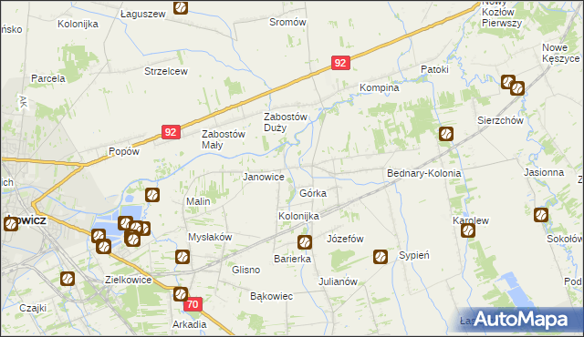 mapa Bednary gmina Nieborów, Bednary gmina Nieborów na mapie Targeo