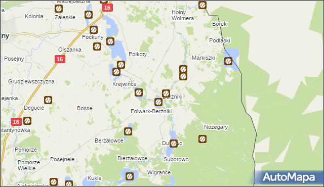 mapa Berżniki, Berżniki na mapie Targeo