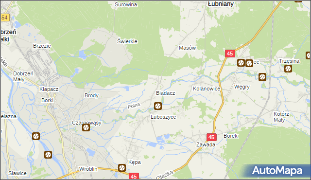 mapa Biadacz gmina Łubniany, Biadacz gmina Łubniany na mapie Targeo