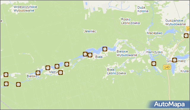 mapa Biała gmina Wieleń, Biała gmina Wieleń na mapie Targeo