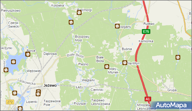 mapa Białe Błota gmina Jeżewo, Białe Błota gmina Jeżewo na mapie Targeo