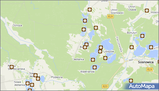 mapa Białka gmina Dębowa Kłoda, Białka gmina Dębowa Kłoda na mapie Targeo