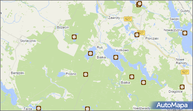 mapa Białka gmina Morąg, Białka gmina Morąg na mapie Targeo