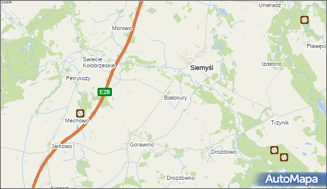 mapa Białokury, Białokury na mapie Targeo