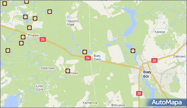 mapa Biały Dwór gmina Biały Bór, Biały Dwór gmina Biały Bór na mapie Targeo