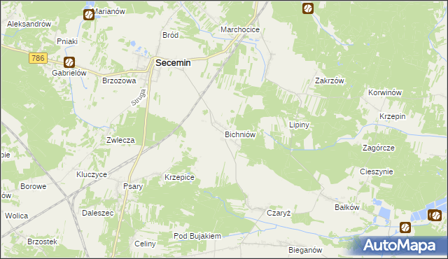 mapa Bichniów, Bichniów na mapie Targeo