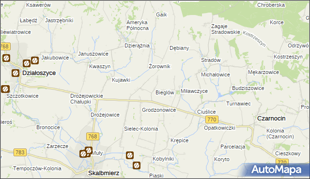 mapa Bieglów, Bieglów na mapie Targeo