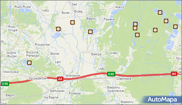 mapa Bielcza, Bielcza na mapie Targeo