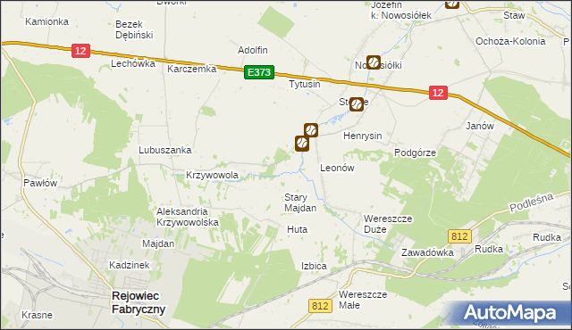 mapa Bieniów gmina Rejowiec, Bieniów gmina Rejowiec na mapie Targeo