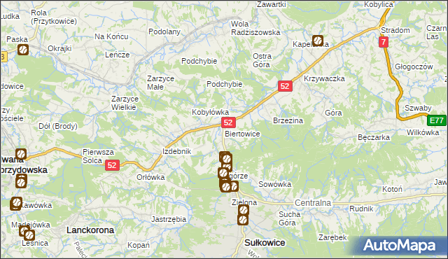 mapa Biertowice, Biertowice na mapie Targeo