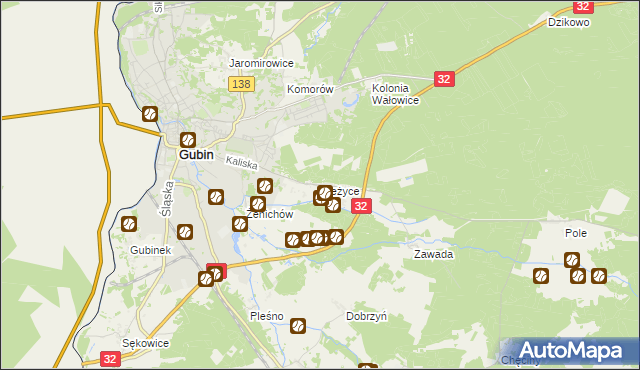 mapa Bieżyce, Bieżyce na mapie Targeo