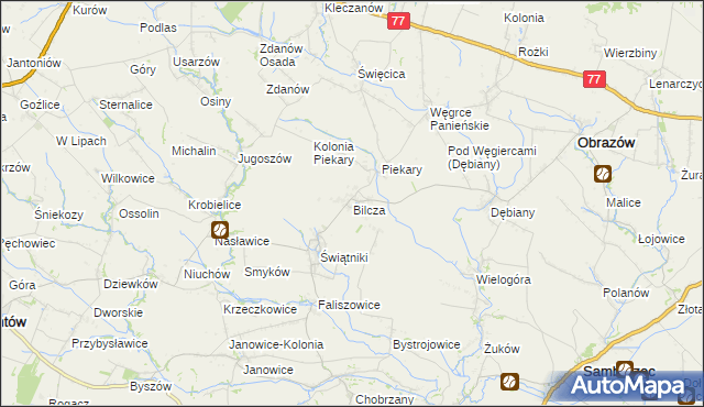 mapa Bilcza gmina Obrazów, Bilcza gmina Obrazów na mapie Targeo