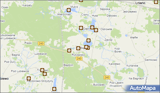 mapa Błądzim gmina Lniano, Błądzim gmina Lniano na mapie Targeo