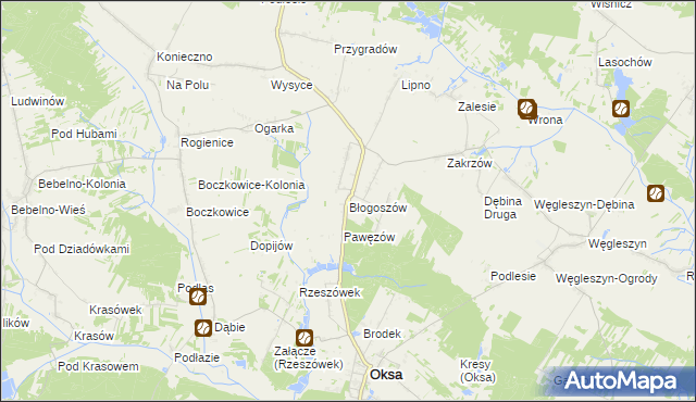 mapa Błogoszów, Błogoszów na mapie Targeo