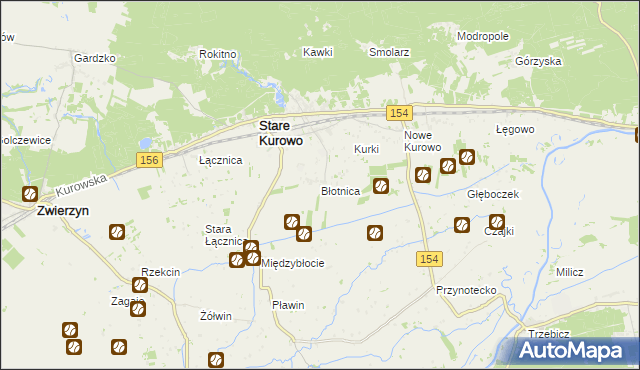 mapa Błotnica gmina Stare Kurowo, Błotnica gmina Stare Kurowo na mapie Targeo