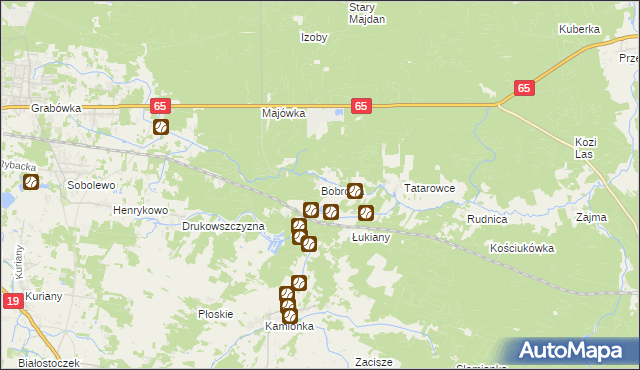 mapa Bobrowa gmina Zabłudów, Bobrowa gmina Zabłudów na mapie Targeo