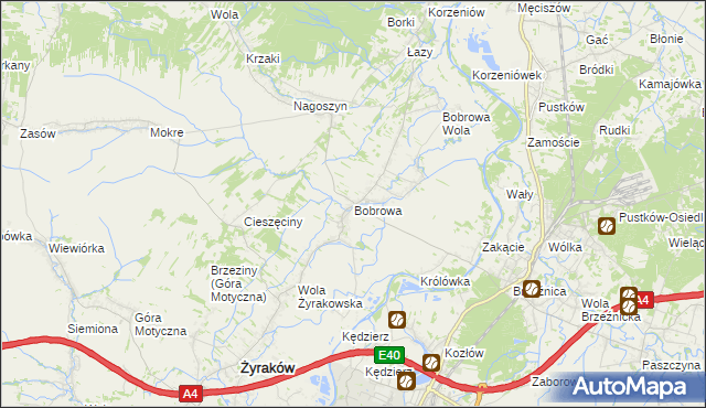 mapa Bobrowa gmina Żyraków, Bobrowa gmina Żyraków na mapie Targeo