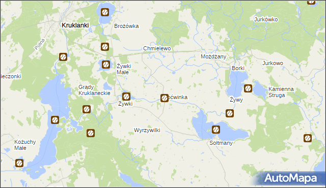 mapa Boćwinka gmina Kruklanki, Boćwinka gmina Kruklanki na mapie Targeo