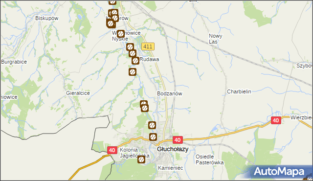 mapa Bodzanów gmina Głuchołazy, Bodzanów gmina Głuchołazy na mapie Targeo