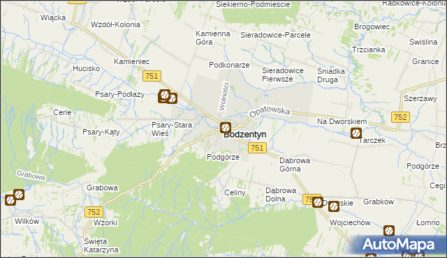 mapa Bodzentyn, Bodzentyn na mapie Targeo