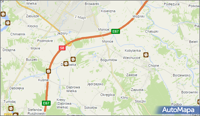 mapa Bogumiłów gmina Sieradz, Bogumiłów gmina Sieradz na mapie Targeo