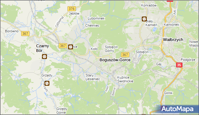 mapa Boguszów-Gorce, Boguszów-Gorce na mapie Targeo