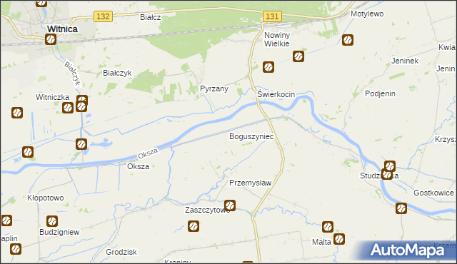 mapa Boguszyniec gmina Witnica, Boguszyniec gmina Witnica na mapie Targeo