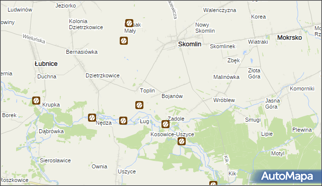 mapa Bojanów gmina Skomlin, Bojanów gmina Skomlin na mapie Targeo