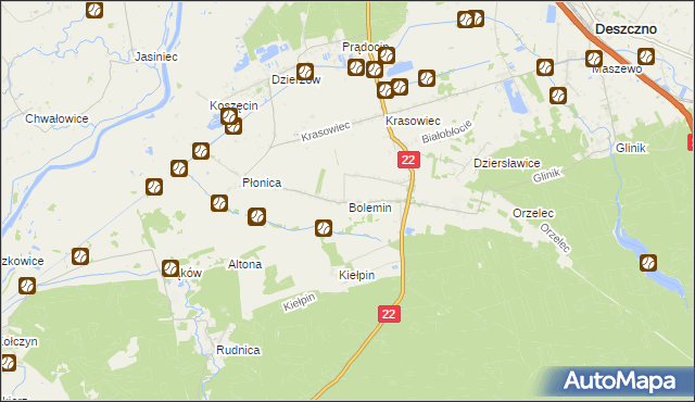 mapa Bolemin, Bolemin na mapie Targeo