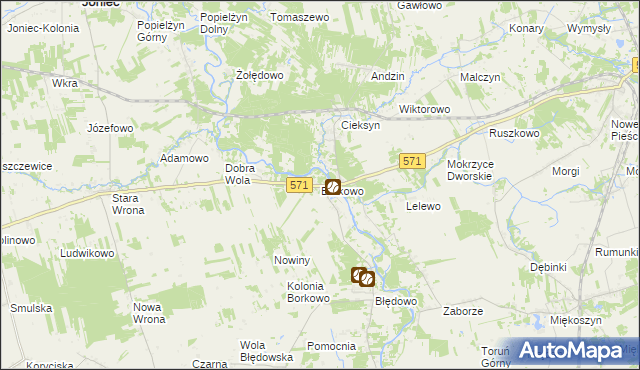 mapa Borkowo gmina Nasielsk, Borkowo gmina Nasielsk na mapie Targeo