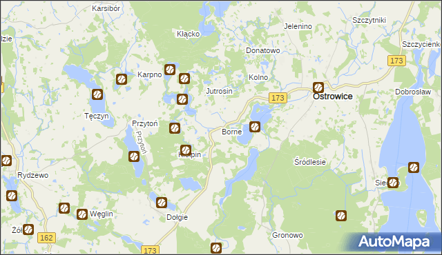 mapa Borne gmina Ostrowice, Borne gmina Ostrowice na mapie Targeo