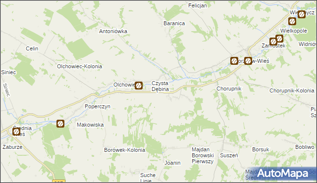 mapa Borów gmina Gorzków, Borów gmina Gorzków na mapie Targeo