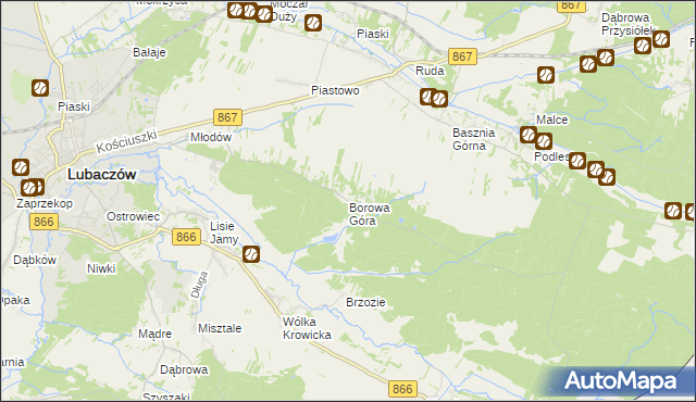 mapa Borowa Góra gmina Lubaczów, Borowa Góra gmina Lubaczów na mapie Targeo