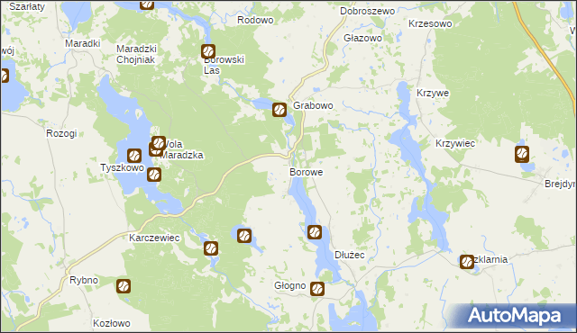 mapa Borowe gmina Sorkwity, Borowe gmina Sorkwity na mapie Targeo