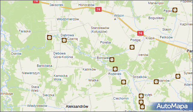 mapa Borowiec gmina Aleksandrów, Borowiec gmina Aleksandrów na mapie Targeo