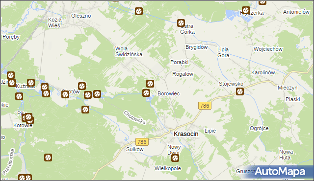 mapa Borowiec gmina Krasocin, Borowiec gmina Krasocin na mapie Targeo