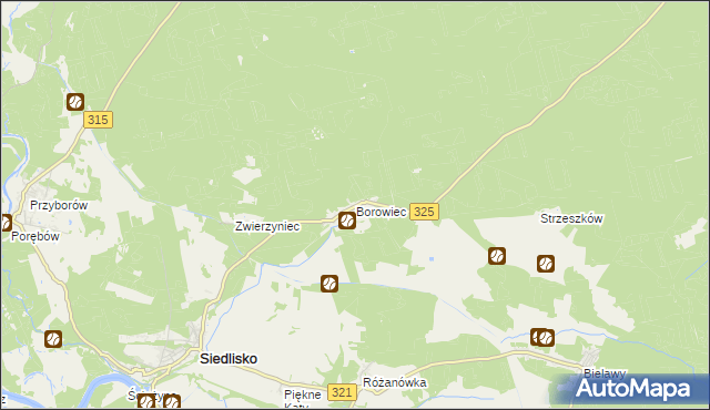 mapa Borowiec gmina Siedlisko, Borowiec gmina Siedlisko na mapie Targeo