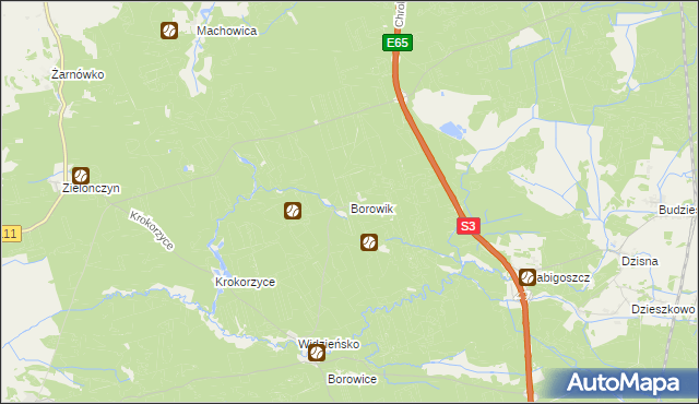 mapa Borowik gmina Przybiernów, Borowik gmina Przybiernów na mapie Targeo