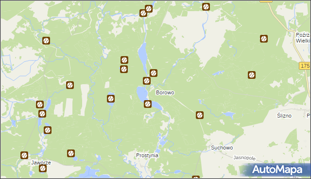 mapa Borowo gmina Kalisz Pomorski, Borowo gmina Kalisz Pomorski na mapie Targeo